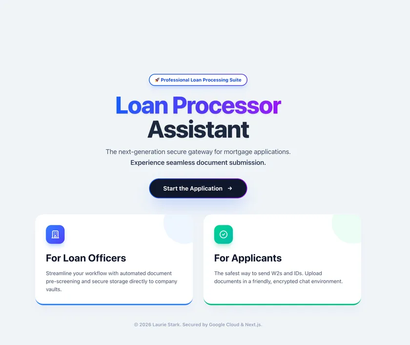 Loan processor assistant dashboard
